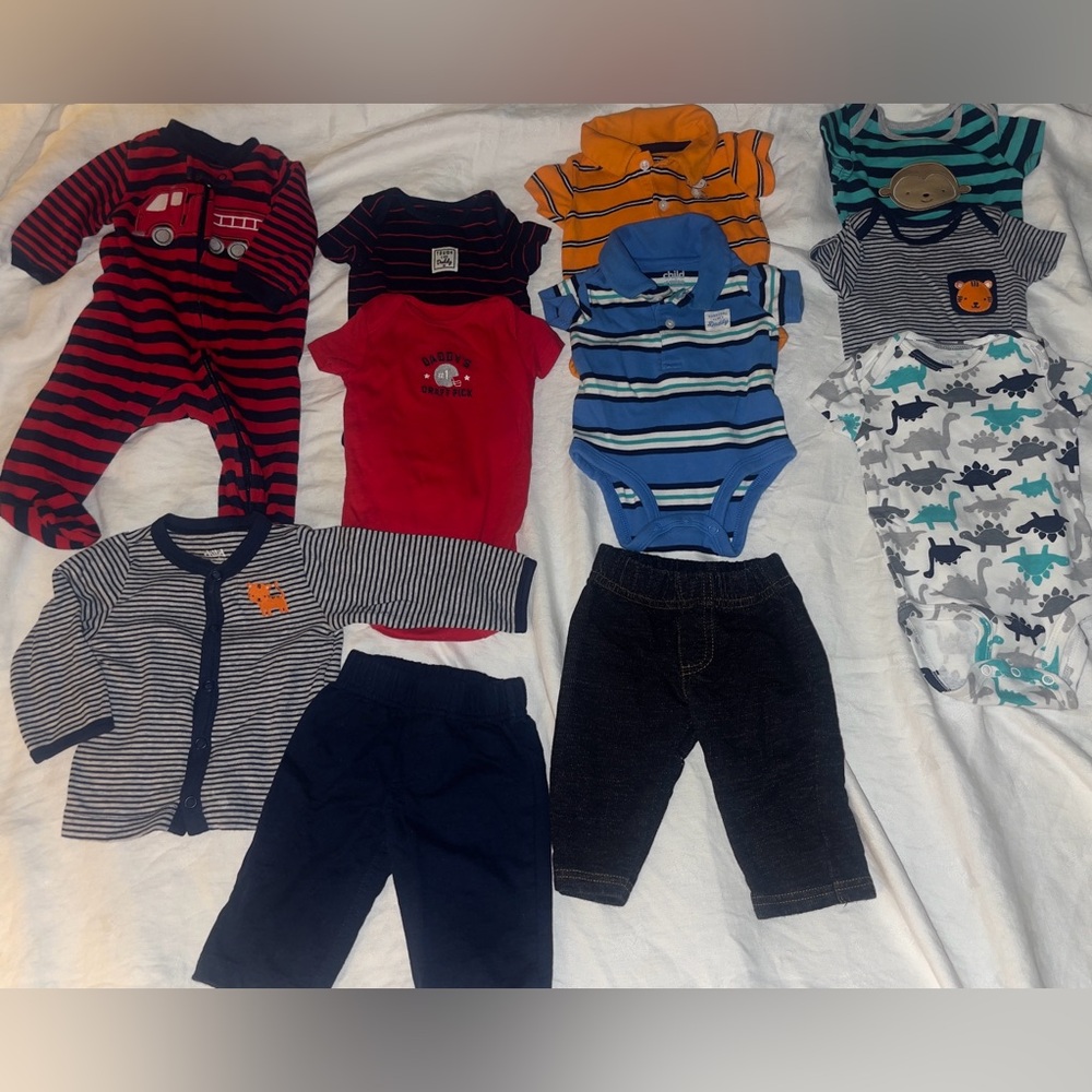 0-3 Months Carter’s Newborn Baby Boy Bulk Bundle 11 pc. Mixed Lot
